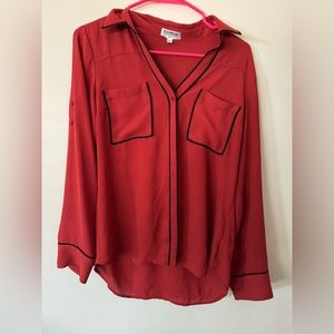 Express Portofino Shirt Slim Fit SizeM Red w/ black outline